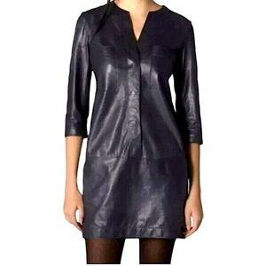 Vince leather shirt dress in dark grey - good condition, size 2